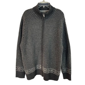Hudson North Mens Lambswool Blend Gray Patterned Zip Front Cowl Neck Cardigan XL